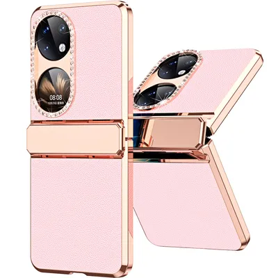 Obrázek produktu pro Pouzdro pro Huawei P50 Pocket lesklé a diamantovým galvanizované kryt s ochranou pantu Růžový