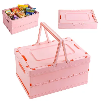 Faltbare Aufbewahrungsbox 30x22 cm, rosa, klappbar, mit Deckel