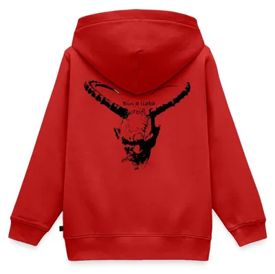 Produktbild von Spreadshirt Krampus Bin A Liaba Teifl Kinder Premium Hoodie, 122/128 (6 Jahre), Rot