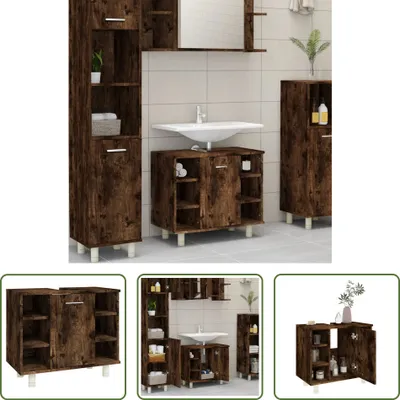 Obrázek produktu pro The Living Store koupelnová skříňka kouřový dub 60x32x53,5 cm materiál na bázi dřeva
