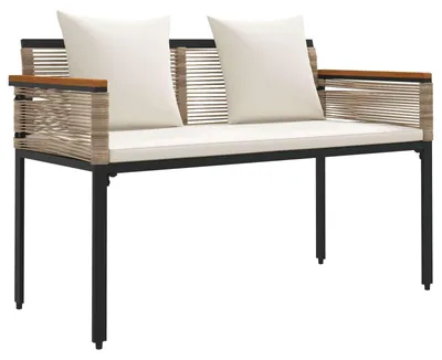Image de Banc d'extérieur en polyrotan, couleur beige