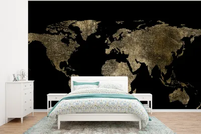 Produktbild von Weltkarten-Wandtapete - Luxus - Gold - Schwarz - Erde - Breite 350 cm x Höhe 260 cm