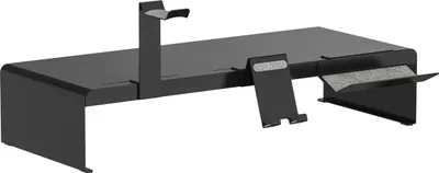 Immagine prodotto di Rialzo per monitor VDD Gaming - Supporto per monitor - Supporto per laptop - Supporto per computer - Rialzo per laptop - Organizer da scrivania - con supporto per telefono e cuffie - Nero