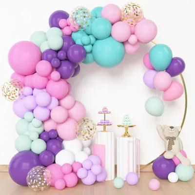 Zdjęcie produktu dla Girlanda z balonów, 153 sztuki, różowo-fioletowa, łuk dekoracyjny, idealna na imprezy, dekoracje urodzinowe, baby shower, wesele
