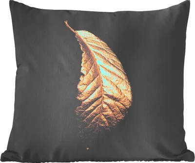 Produktbild von MuchoWow® Zierkissen Sofakissen Wohnzimmer Dekokissen 45x45 cm Blätter - Luxus - Gold - Schwarz - Natur - Schlafpolster - Polster für das Sofa