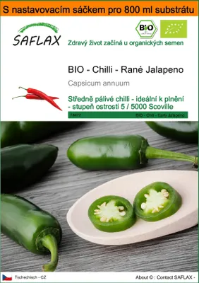 Obrázek produktu pro SAFLAX Garden in the bag - BIO - Chilli - Rané Jalapeno - Capsicum annuum - 20 Semena - S pěstebním substrátem v praktickém samovztyčovacím sáčku
