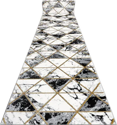 Produktbild von Exklusiv EMERALD Läufer 1020 glamour, stilvoll Marmor, Dreiecke schwarz / gold 70 cm Schwarz 70x120 cm