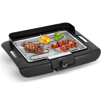 Produktbild von Clatronic® Barbecue-Tischgrill | Grill mit verchromtem Grillrost | Tischgrill mit Cool Touch-Gehäuse | Elektro Grill mit Windschutz | BQ 3841