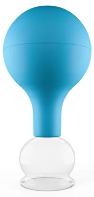 Produktbild von Pulox Schröpfglas aus Echtglas diverse Größen und Farben blau 32mm