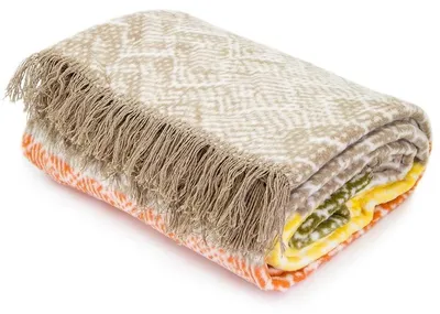 Produktbild von Decke, Baumwolldecke mit Fransen, hohe Qualität 150x200 24129a Orange-Beige