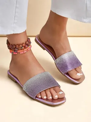 Produktbild von Royalfashion Damen-Pantoletten mit Zirkonia ShinyGlow, Größe 39