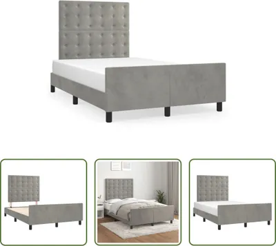 Produktbild von The Living Store Bettgestell mit Kopfteil Hellgrau 120x190 cm Samt