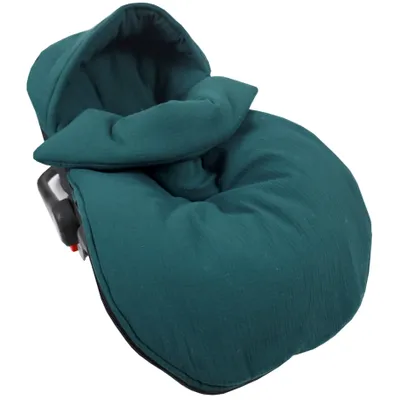 Produktbild von BabyLux Musselin Fußsack 90 cm – Atmungsaktiv für Babyschale, Kinderwagen & Buggy, Weiche Baumwolle Musselin - dunkel Grün