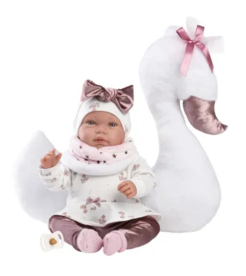 Image de Llorens Poupée pleureuse Tina avec oreiller en forme de cygne et son 44 cm