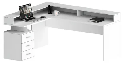 Produktbild von Schreibtisch Dcerretell, Eckschreibtisch mit Platte, Mehrzweck-Büroschreibtisch, 180x90h160 cm, Weiß