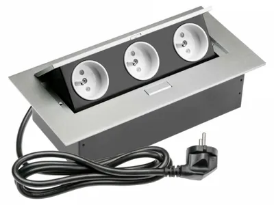 Zdjęcie produktu dla GTV AE-PBC3GU-53. Gniazda stolne, 3 gniazda, kabel zasilający, ALUMINIUM