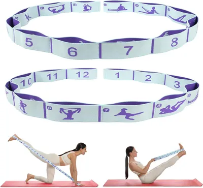 Imagen del producto de Bandas de yoga con 12 bucles, 2 unidades, elásticas, para fisioterapia