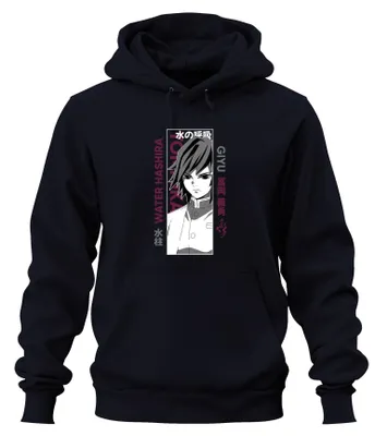 Produktbild von Demon Slayer Giyu Tomioka Water Hashira Anime Geschenk Hoodie Kapuzenpullover, Navy, M