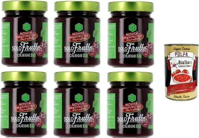 Produktbild von Apicoltura Casentinese marmellata Solo Frutta Ciliege Nur Fruchtkirschen 6x295gr + Italian Gourmet Polpa di Pomodoro 400g
