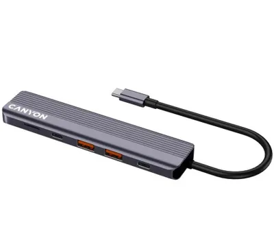 Produktbild von Canyon DS-17, USB Typ-C, HDMI, USB 3.2 Gen 1 (3.1 Gen 1) Type-A, USB Typ-C, MicroSD (TransFlash), 10000 Mbit/s, 60 Hz, 3840 x 2160 Pixel