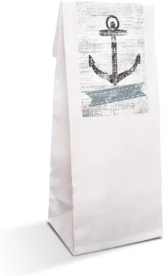 Produktbild von 25 kleine weiße Papiertüten mit Folieneinlage 7 x 4 x 20,5 cm + 25 ENGEL Aufkleber FROHES FEST braun beige Weihnachtstüten Geschenktüten Verpackung WeihnachtenAnker / 10 Stück