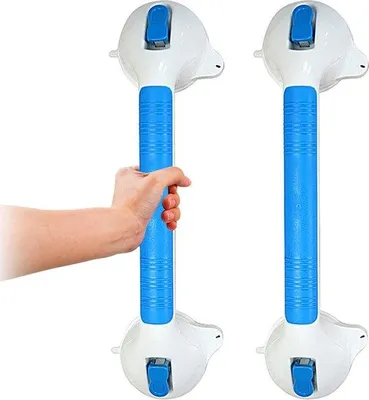 Produktbild von Famanu Duschgriff mit Saugnäpfen - 2 Stück - rutschfester Handgriff für das Badezimmer