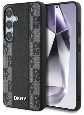 Zdjęcie produktu dla Etui DKNY Leather Checkered Pattern MagSafe do S25 czarny