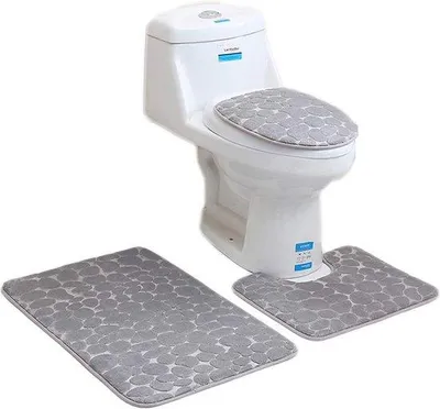 Immagine prodotto di Set di tappetini da bagno, morbidissimi, grigi, ad asciugatura rapida