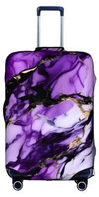 Produktbild von Gepäckschutzhülle aus Polyester, waschbar, für Reisekoffer, Violett mit Marmor-Druck, Klein
