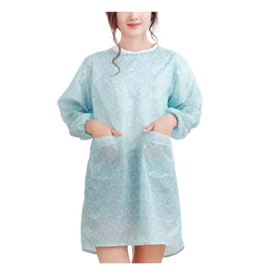 Produktbild von Frauen florale wasserdichte Langarm Küche Kochen Backschürze Arbeit SMOCK-Blau
