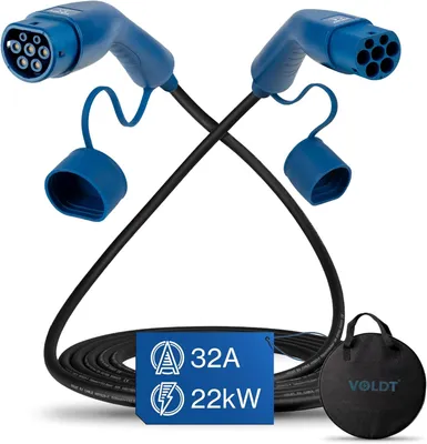 Produktbild von Spiralkabel für Elektroautos – Ladekabel für Elektrofahrzeuge – Typ 2 Ladekabel – 3-phasiges Kabel – Schnellladekabel