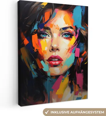 Obrázek produktu pro OneMillionCanvasses® - Obrazy na plátně - Žena - Portrét - Barevné - Umění, Nástěnné umění, Nástěnné dekorace, Obrazy do obývacího pokoje, 30x40cm