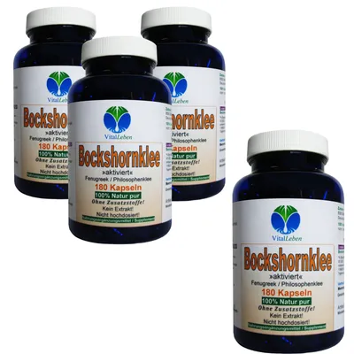 Produktbild von Bockshornklee aktiviert 720 (4x180) Kapseln Fenugreek Philosophenklee NATUR Pur ohne Zusatzstoffe.