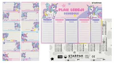 Immagine prodotto di Programma delle lezioni con adesivi per quaderno Unicorn Starpak 553572