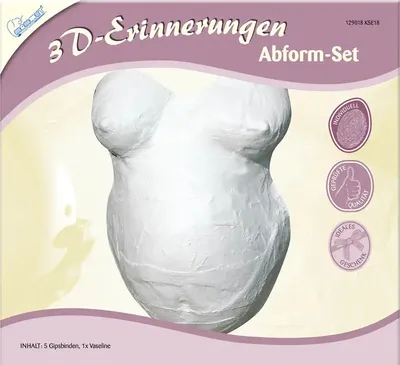 Produktbild von Mammut Spiel und Geschenk Babybauch Gipsabdruckset, Komplettset inkl. Gipsbinden, Farben & Zubehör, 0,785 kg, ca. 3m x 8cm, ab 32. SSW, Geschenk