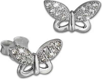 Produktbild von SilberDream weiß Ohrringe Schmetterling Zirkonia 925 Silber Ohrstecker GSO2903J