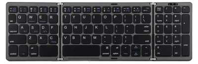 Image de Clavier Bluetooth pliable en trois, compatible avec plusieurs appareils, clavier sans fil pour ordinateur portable, tablette et téléphone, gris et noir