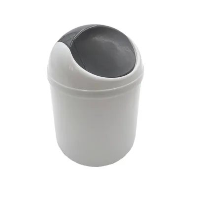 Produktbild von Tischmülleimer mit Schwingdeckel 1,5l Tischabfalleimer Mülleimer Küche Bad Tisch Papierkorb Kosmetikeimer Mini Abfallbehälter Weiß