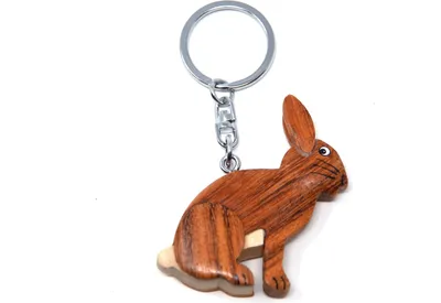 Produktbild von Schlüsselanhänger aus Holz - brauner Hase