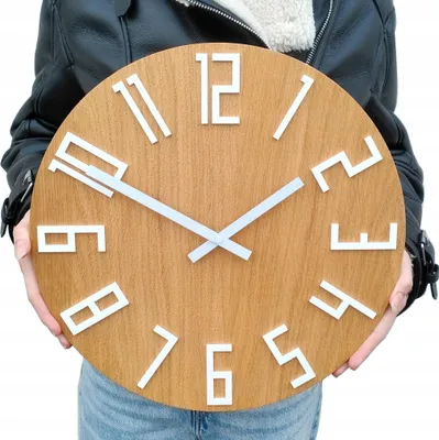 Produktbild von Holzwanduhr SLIM Weiß - 40cm - geräuschlos - für Wohnzimmer - Büro