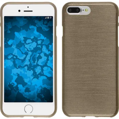Produktbild von PhoneNatic Case kompatibel mit Apple iPhone 8 Plus - gold Silikon Hülle brushed + 2 Schutzfolien