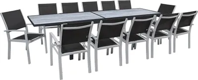 Image de Table extensible et chaises de jardin en aluminium "Lagos" - 200/320 x 105 x 76 cm - 12 chaises - Noir