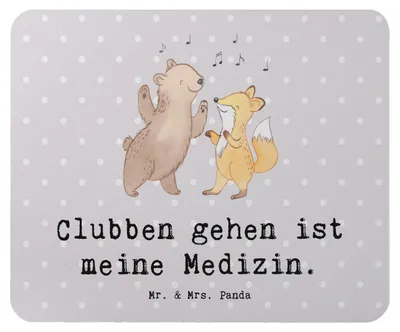 Produktbild von Mr. & Mrs. Panda Mousepad Bär & Fuchs Disco - Grau Pastell - Geschenk, Mauspad, Feiern, Mouse Pad, Clubs, Sport, pc, Tanzen, mousematte, Clubbing, mausunterlage
