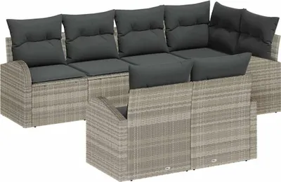 Immagine prodotto di Set divano da giardino vidaXL in polyrattan grigio chiaro