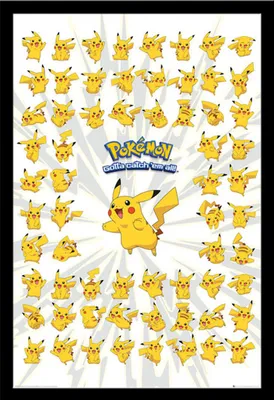Immagine prodotto di Pokemon - Pokémon - Poster - motivo Pikachu 1 + cornice rimovibile, Shinsuke® Maxi MDF nero, disco acrilico