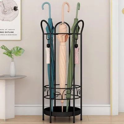 Zdjęcie produktu dla Okrągły stojak na parasole, czarny, metalowy, 60 cm