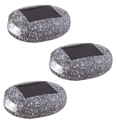 Produktbild von 3er Set LED Solarleuchte, Stein Design, grau, L 8,5 cm