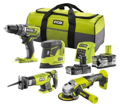 Produktbild von RYOBI 18 V ONE+ 8-tlg. Kombo-Kit R18CK4E-242S, 8-teilig, inkl. 1 x 2,0 Ah, 1 x 4