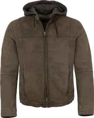 Produktbild von Milestone - Herren Lederjacke Kapuze Lammnubuk tabak : 58