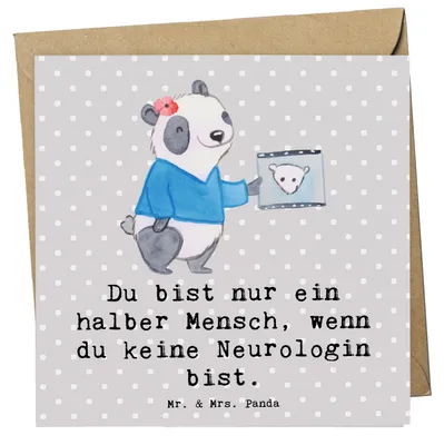 Produktbild von Mr. & Mrs. Panda Klappkarte Neurologin Herz - Grau Pastell - Geschenk, Medizinstudium, faltkarte, Grußkarte, Mediziner, Beruf, Glückwunschkarte, doppelkarte, Spruch